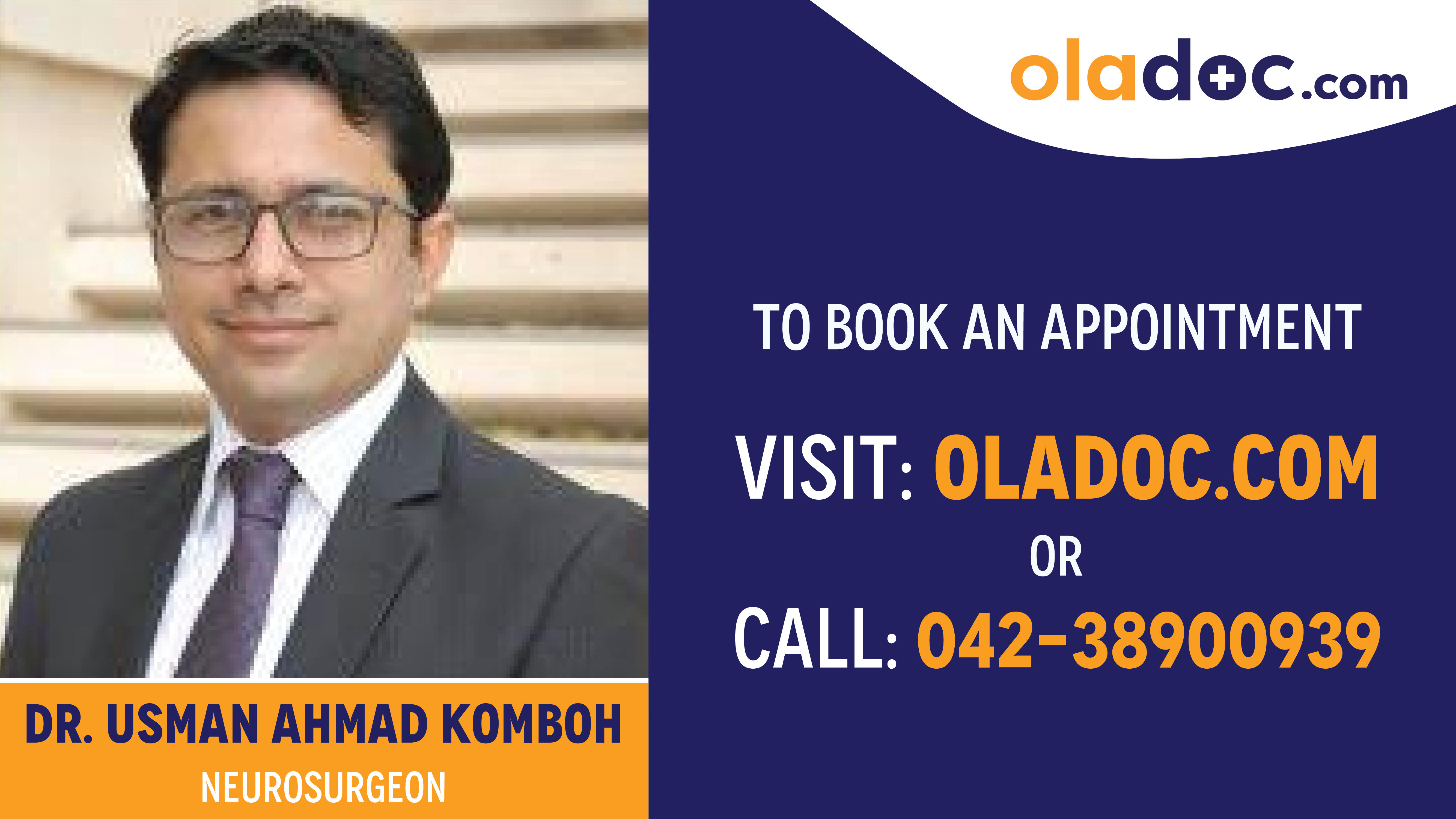Book appointment with Dr.Usman Ahmad Komboh-best Neurosurgeon in Lahore